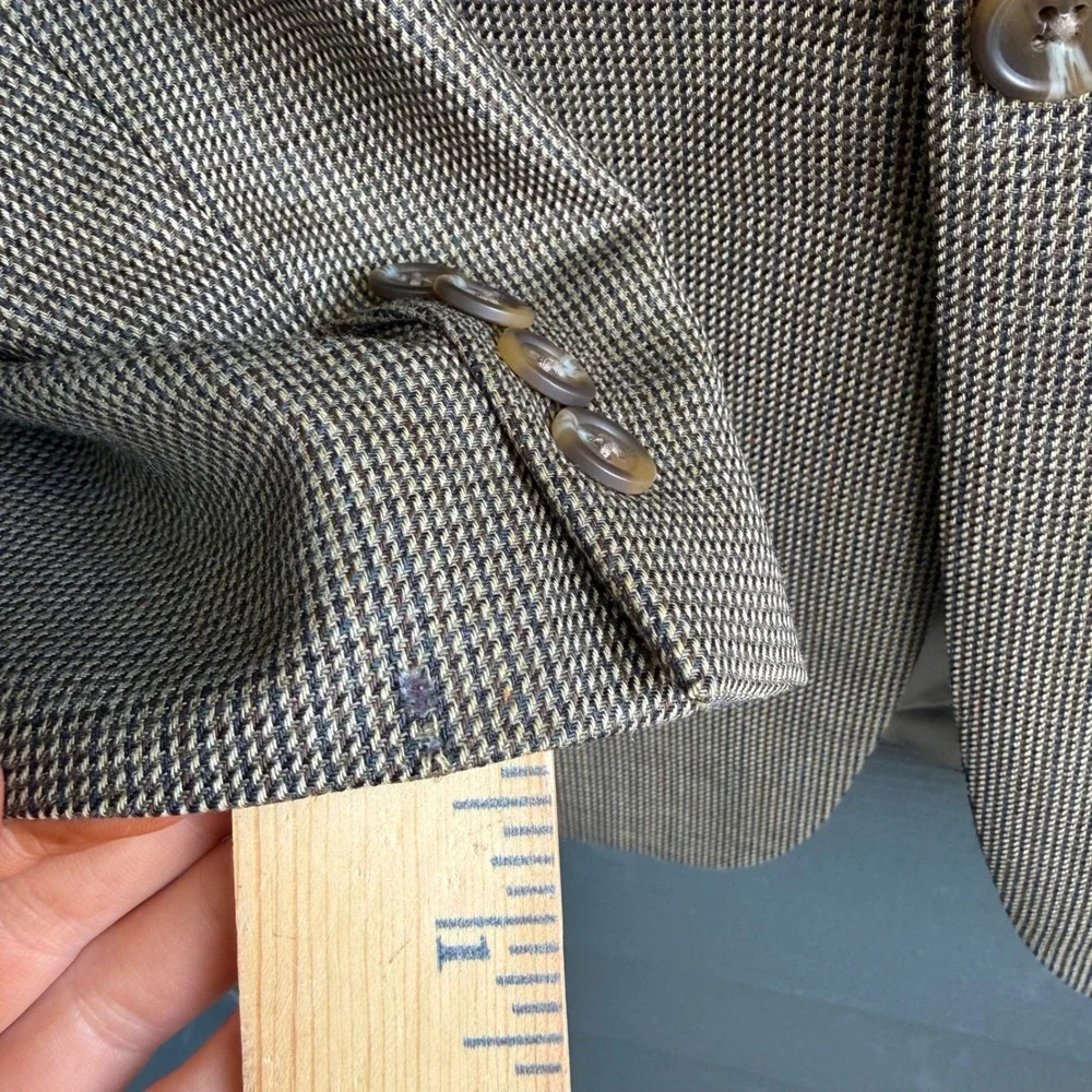 Lauren Ralph Lauren Wool Sport Coat Blazer Houndstooth Brown Men's 40R